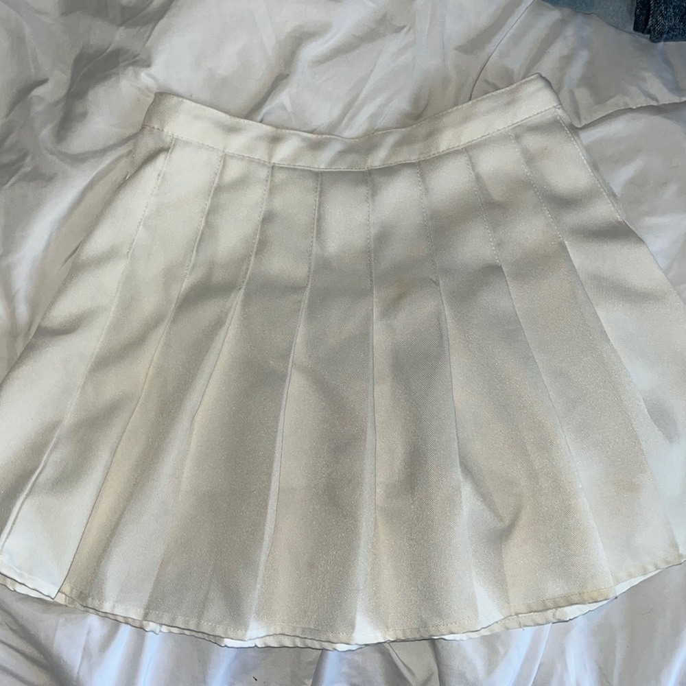 White Zip-up Lined Tennis Skirt